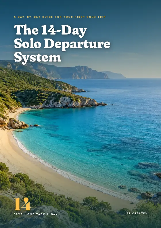 Cover of The 14-Day Solo Departure System, a fillable PDF ebook